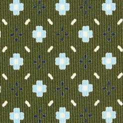 CRAVATTA SARTORIALE EXTRA LONG IN SETA VERDE OLIVA Microfantasia fiore