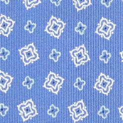 CRAVATTA SARTORIALE EXTRA LONG IN SETA AZZURRO POLVERE Microfantasia fiore