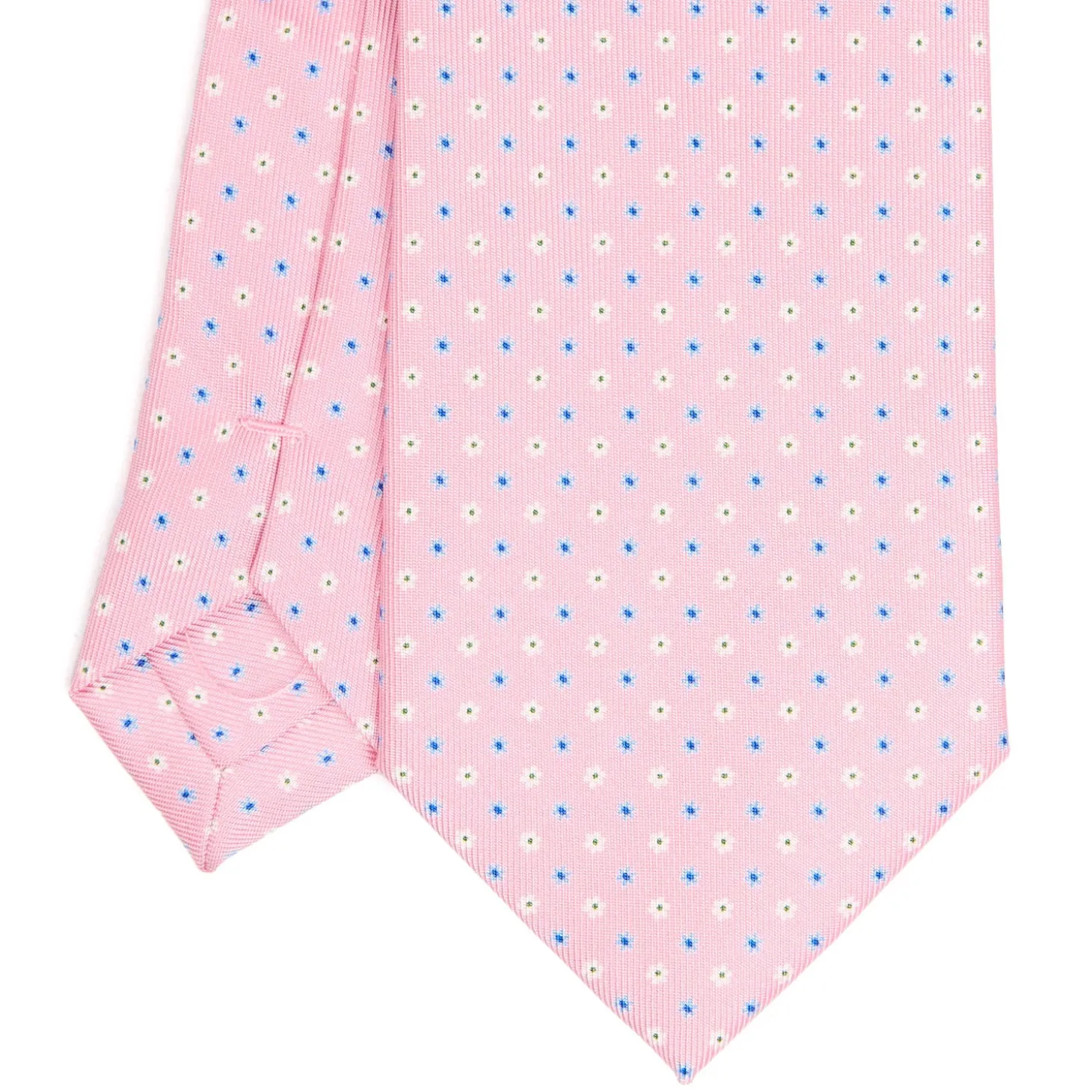 CRAVATTA SARTORIALE EXTRA LONG IN SETA ROSA Microfantasia fiore