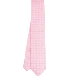 CRAVATTA SARTORIALE EXTRA LONG IN SETA ROSA Microfantasia fiore