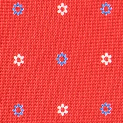 CRAVATTA SARTORIALE EXTRA LONG IN SETA ROSSA Microfantasia fiore