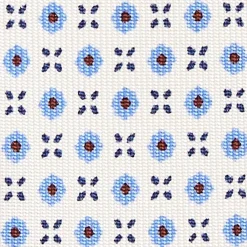 CRAVATTA SARTORIALE EXTRA LONG IN SETA BIANCA Microfantasia fiore