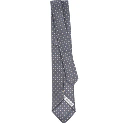 CRAVATTA SARTORIALE EXTRA LONG IN SETA GRIGIO SCURO Microfantasia fiore