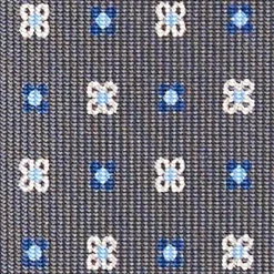 CRAVATTA SARTORIALE EXTRA LONG IN SETA GRIGIO SCURO Microfantasia fiore