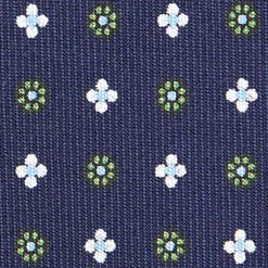 CRAVATTA SARTORIALE EXTRA LONG IN SETA BLU SCURO Microfantasia fiore
