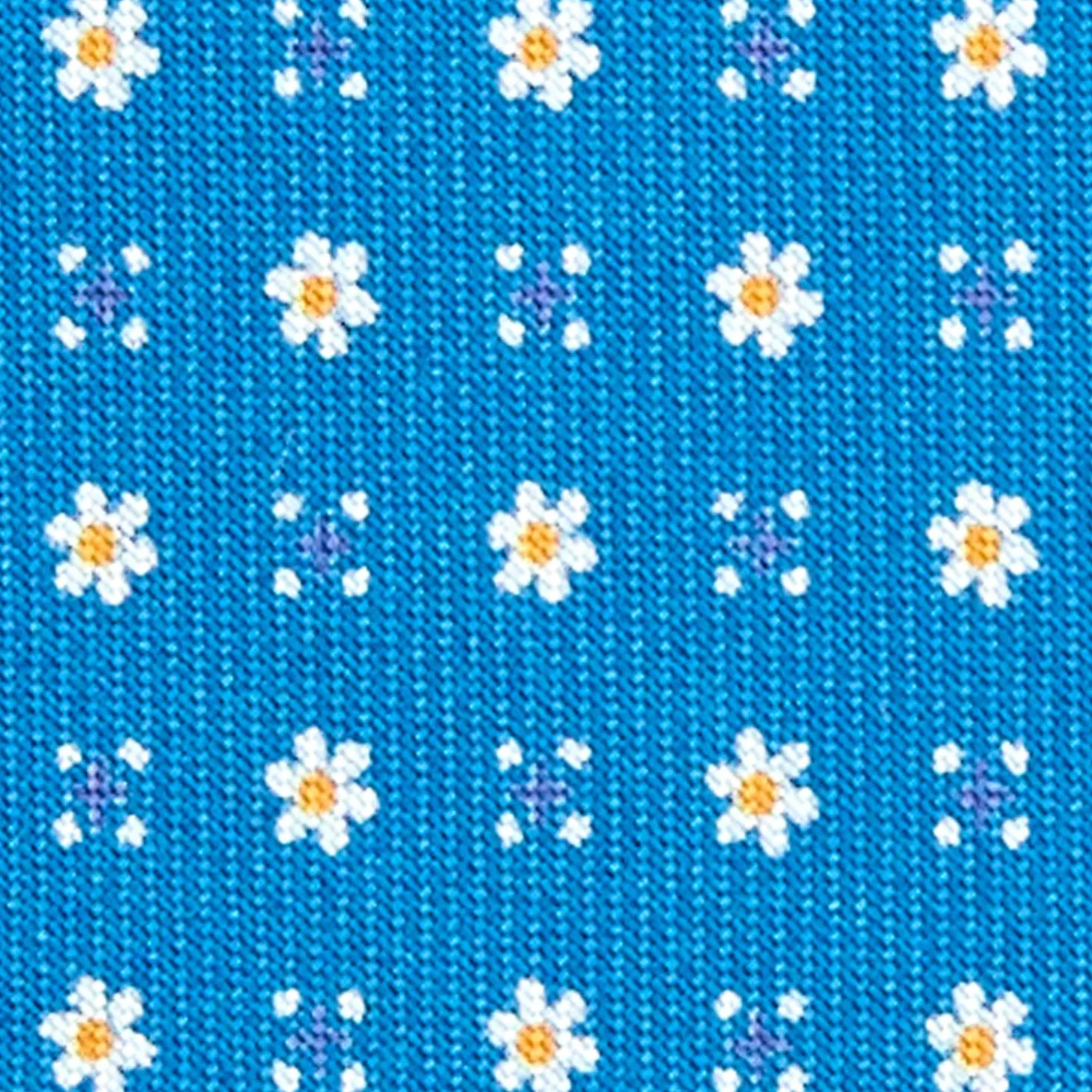 CRAVATTA SARTORIALE EXTRA LONG IN SETA BLU MEDIO Microfantasia fiore