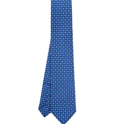 CRAVATTA SARTORIALE EXTRA LONG IN SETA BLUMicrofantasia fiore