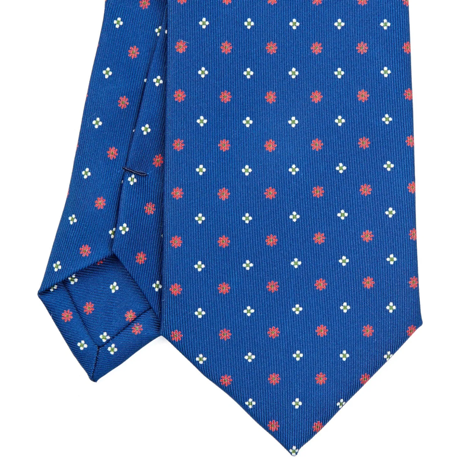 CRAVATTA SARTORIALE EXTRA LONG IN SETA BLUMicrofantasia fiore