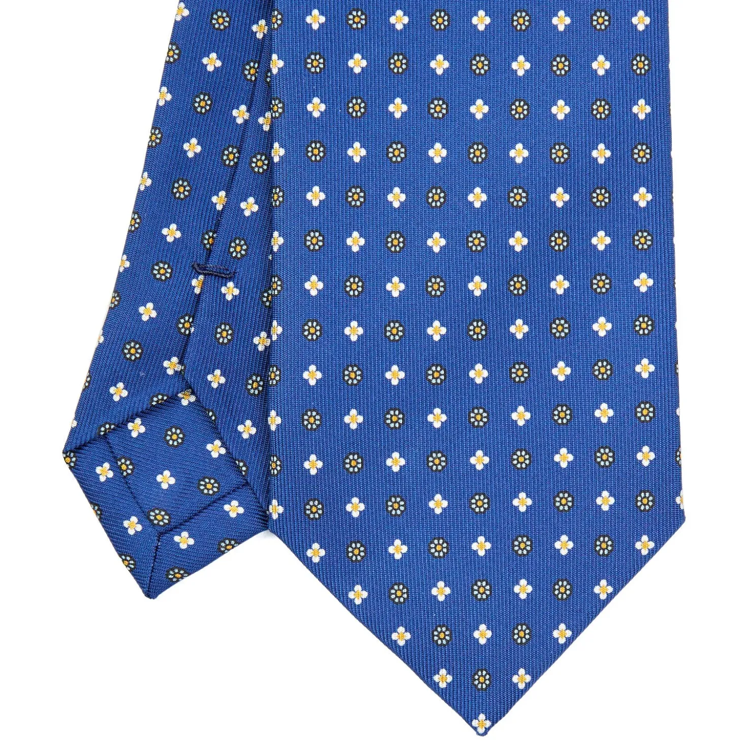 CRAVATTA SARTORIALE EXTRA LONG IN SETA BLUMicrofantasia fiore