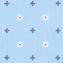 CRAVATTA SARTORIALE EXTRA LONG IN SETA AZZURRA Microfantasia fiore