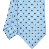 CRAVATTA SARTORIALE EXTRA LONG IN SETA AZZURRA Microfantasia fiore