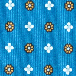 CRAVATTA SARTORIALE EXTRA LONG IN SETA BLU MEDIO Microfantasia fiore