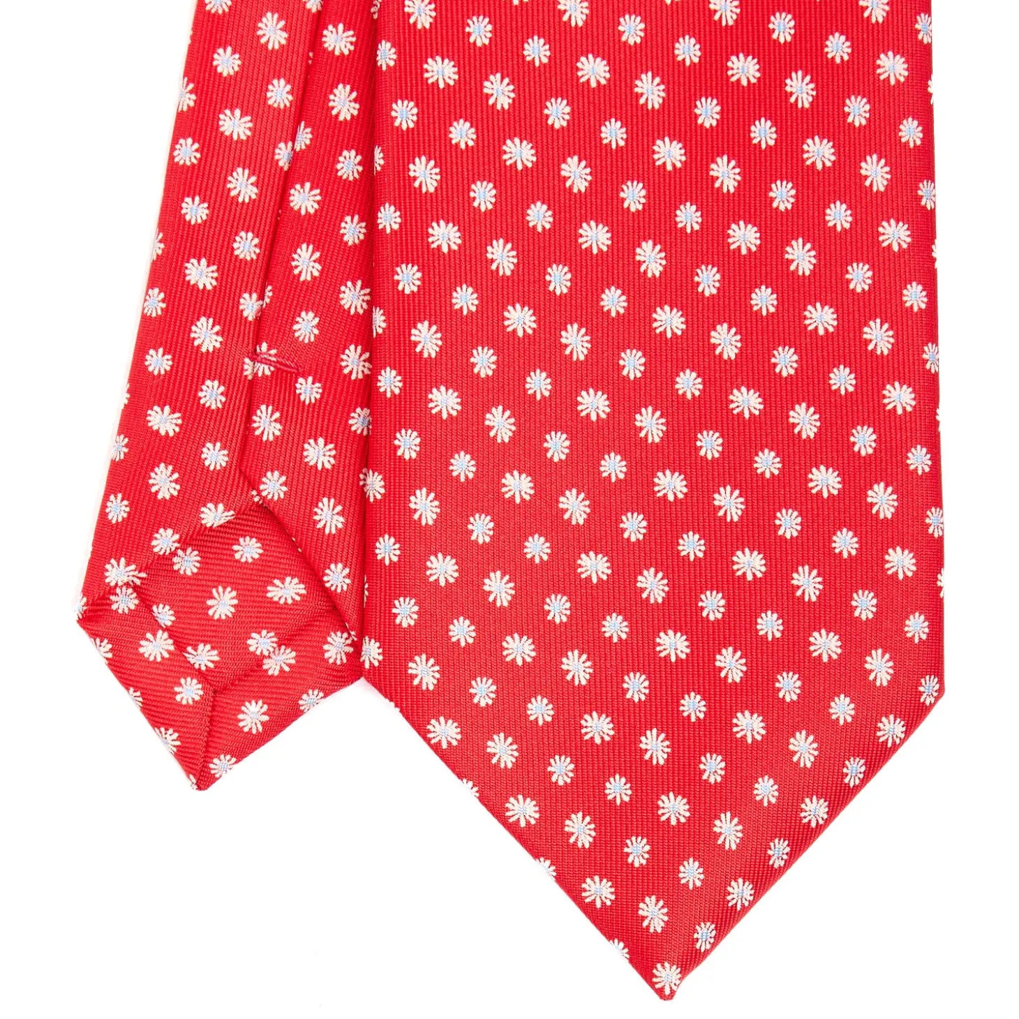 CRAVATTA SARTORIALE EXTRA LONG IN SETA ROSSA Microfantasia fiore