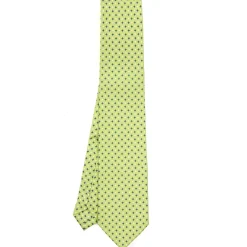 CRAVATTA SARTORIALE EXTRA LONG IN SETA VERDE CHIARO Microfantasia fiore