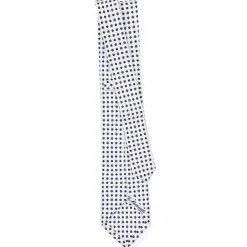 CRAVATTA SARTORIALE EXTRA LONG IN SETA BIANCA Microfantasia fiore