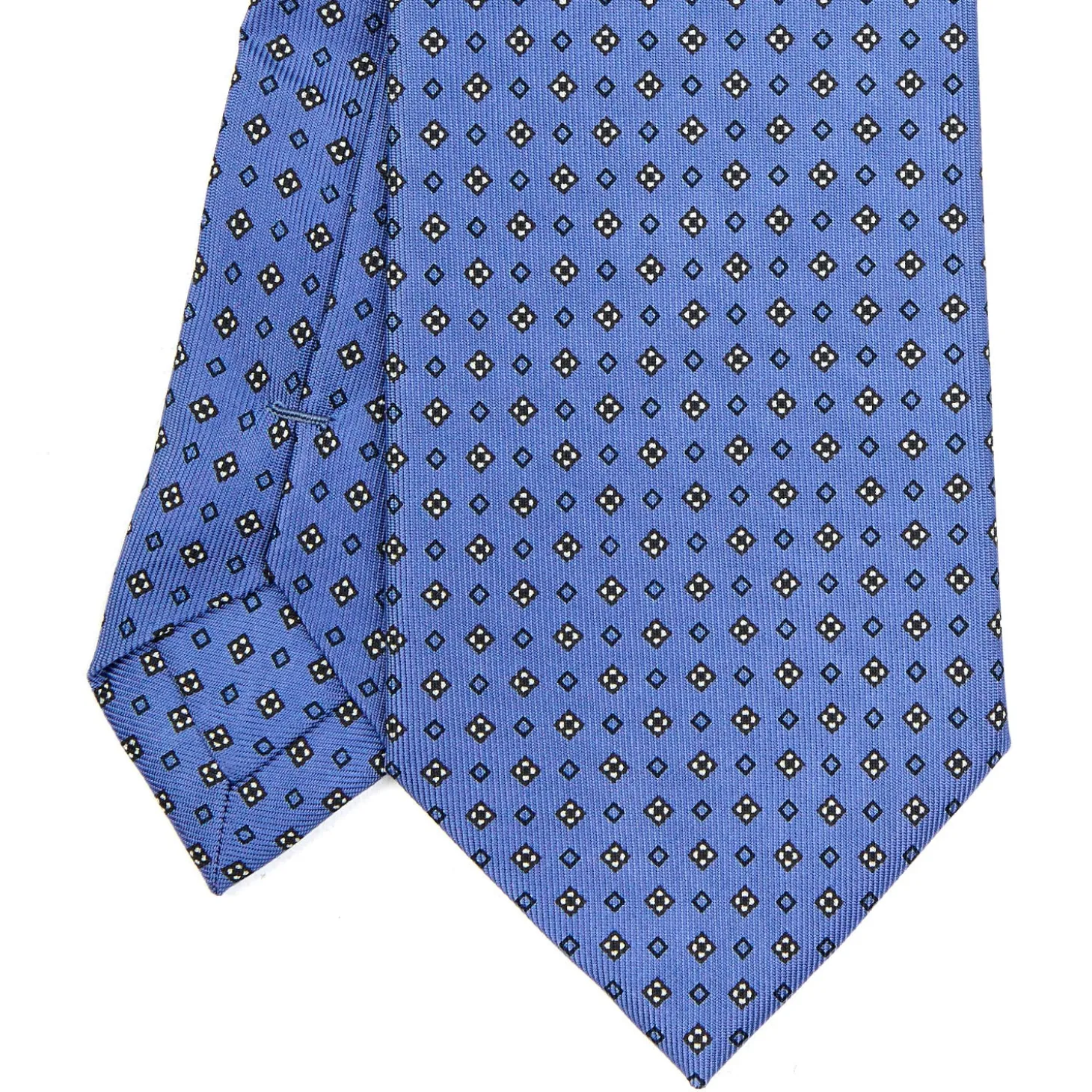 CRAVATTA SARTORIALE EXTRA LONG IN SETA AZZURRO POLVERE Microfantasia fiore