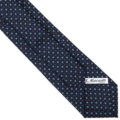 CRAVATTA SARTORIALE EXTRA LONG IN SETA BLU SCURO Microfantasia fiore