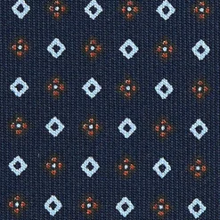CRAVATTA SARTORIALE EXTRA LONG IN SETA BLU SCURO Microfantasia fiore