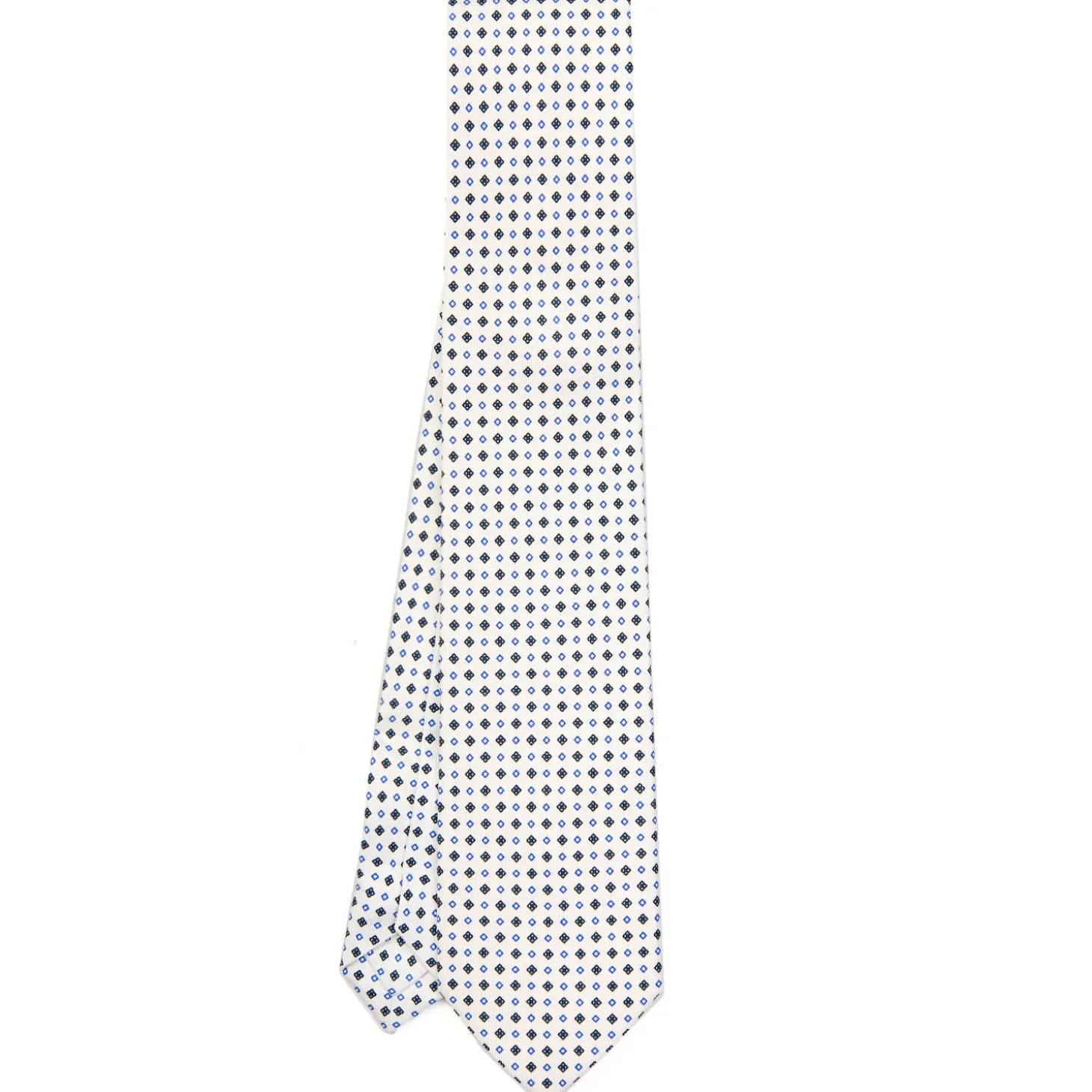 CRAVATTA SARTORIALE EXTRA LONG IN SETA BIANCA Microfantasia fiore