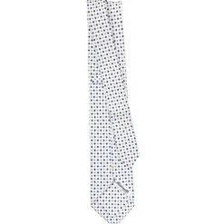 CRAVATTA SARTORIALE EXTRA LONG IN SETA BIANCA Microfantasia fiore