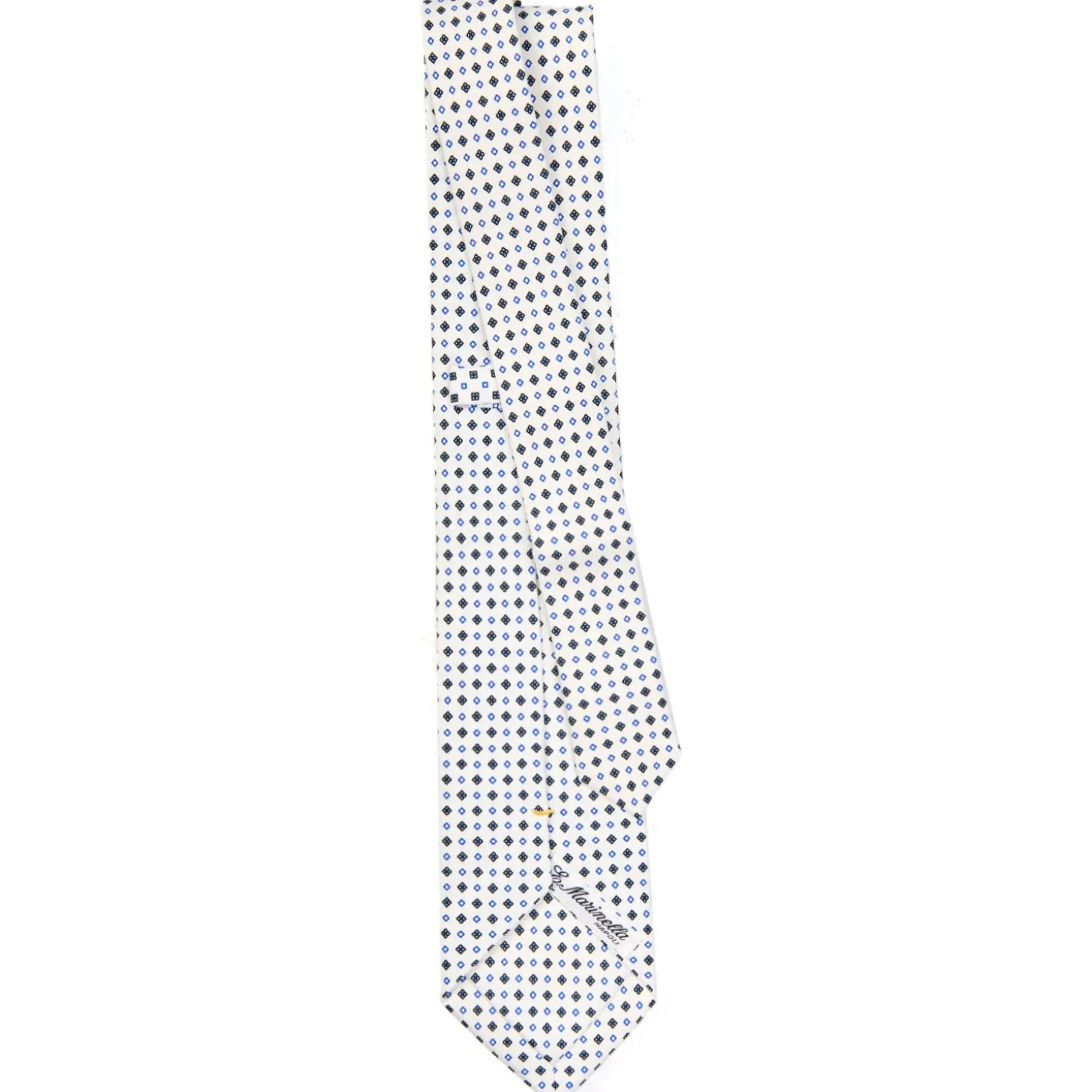 CRAVATTA SARTORIALE EXTRA LONG IN SETA BIANCA Microfantasia fiore