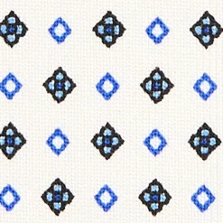 CRAVATTA SARTORIALE EXTRA LONG IN SETA BIANCA Microfantasia fiore