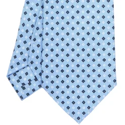 CRAVATTA SARTORIALE EXTRA LONG IN SETA AZZURRA Microfantasia fiore