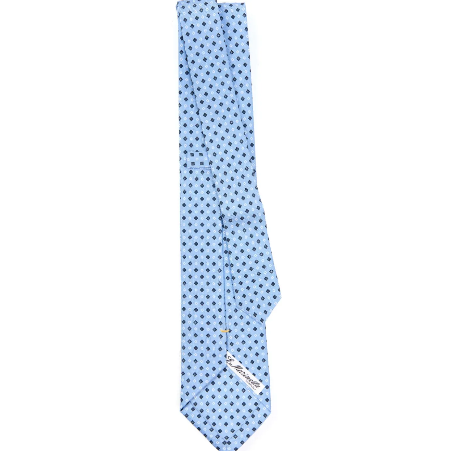CRAVATTA SARTORIALE EXTRA LONG IN SETA AZZURRA Microfantasia fiore