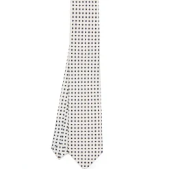 CRAVATTA SARTORIALE EXTRA LONG IN SETA BIANCA Microfantasia fiore