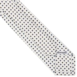 CRAVATTA SARTORIALE EXTRA LONG IN SETA BIANCA Microfantasia fiore