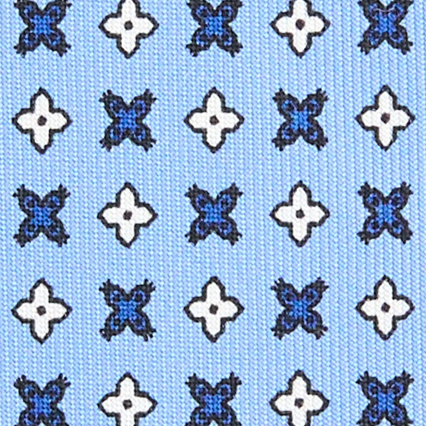 CRAVATTA SARTORIALE EXTRA LONG IN SETA AZZURRA Microfantasia fiore