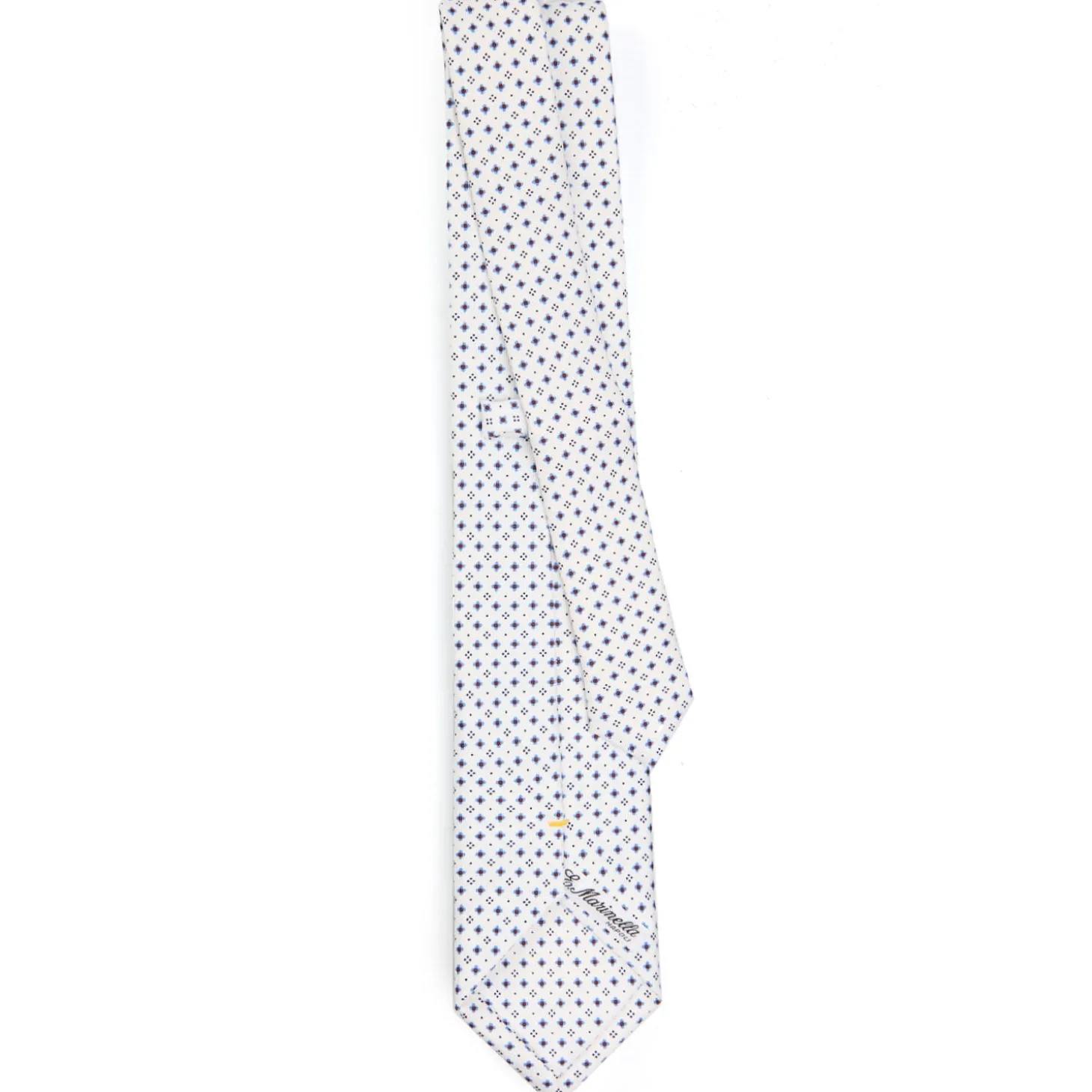 CRAVATTA SARTORIALE EXTRA LONG IN SETA BIANCA Microfantasia fiore