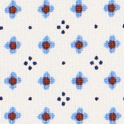 CRAVATTA SARTORIALE EXTRA LONG IN SETA BIANCA Microfantasia fiore