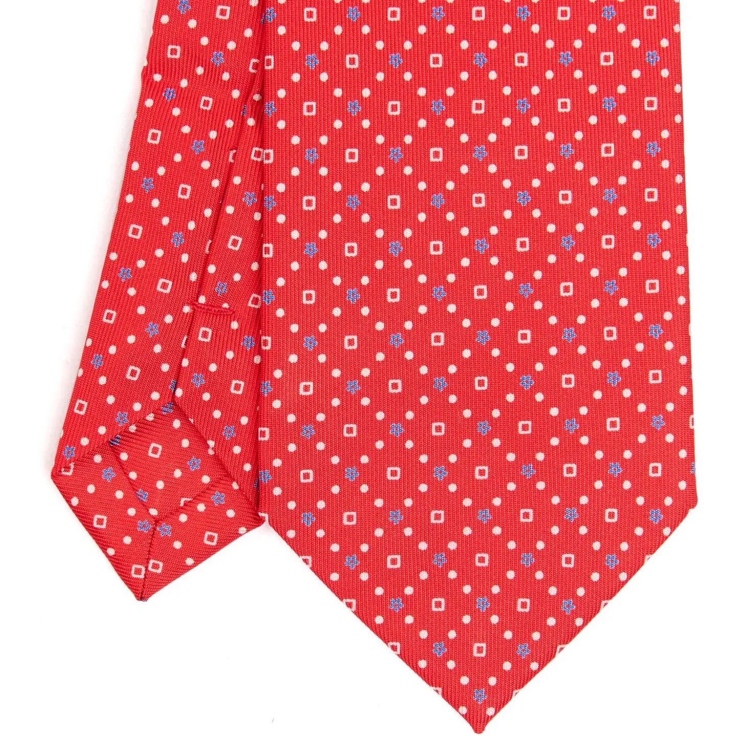 CRAVATTA SARTORIALE EXTRA LONG IN SETA ROSSA Microfantasia fiore