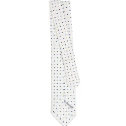 CRAVATTA SARTORIALE EXTRA LONG IN SETA BIANCA Microfantasia fiore