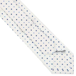 CRAVATTA SARTORIALE EXTRA LONG IN SETA BIANCA Microfantasia fiore