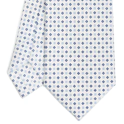 CRAVATTA SARTORIALE EXTRA LONG IN SETA BIANCA Microfantasia fiore