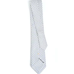 CRAVATTA SARTORIALE EXTRA LONG IN SETA BIANCA Microfantasia fiore