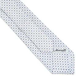 CRAVATTA SARTORIALE EXTRA LONG IN SETA BIANCA Microfantasia fiore