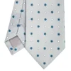 CRAVATTA SARTORIALE IN COTONE E SETA GRIGIO CHIARO Macrofantasia fiore