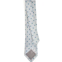 CRAVATTA SARTORIALE IN COTONE E SETA GRIGIO CHIARO Macrofantasia fiore