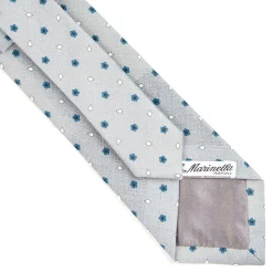 CRAVATTA SARTORIALE IN COTONE E SETA GRIGIO CHIARO Macrofantasia fiore