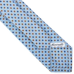 CRAVATTA SARTORIALE IN LINO AZZURRA Microfantasia fiore