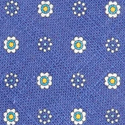 CRAVATTA SARTORIALE IN LINO BLU Microfantasia fiore
