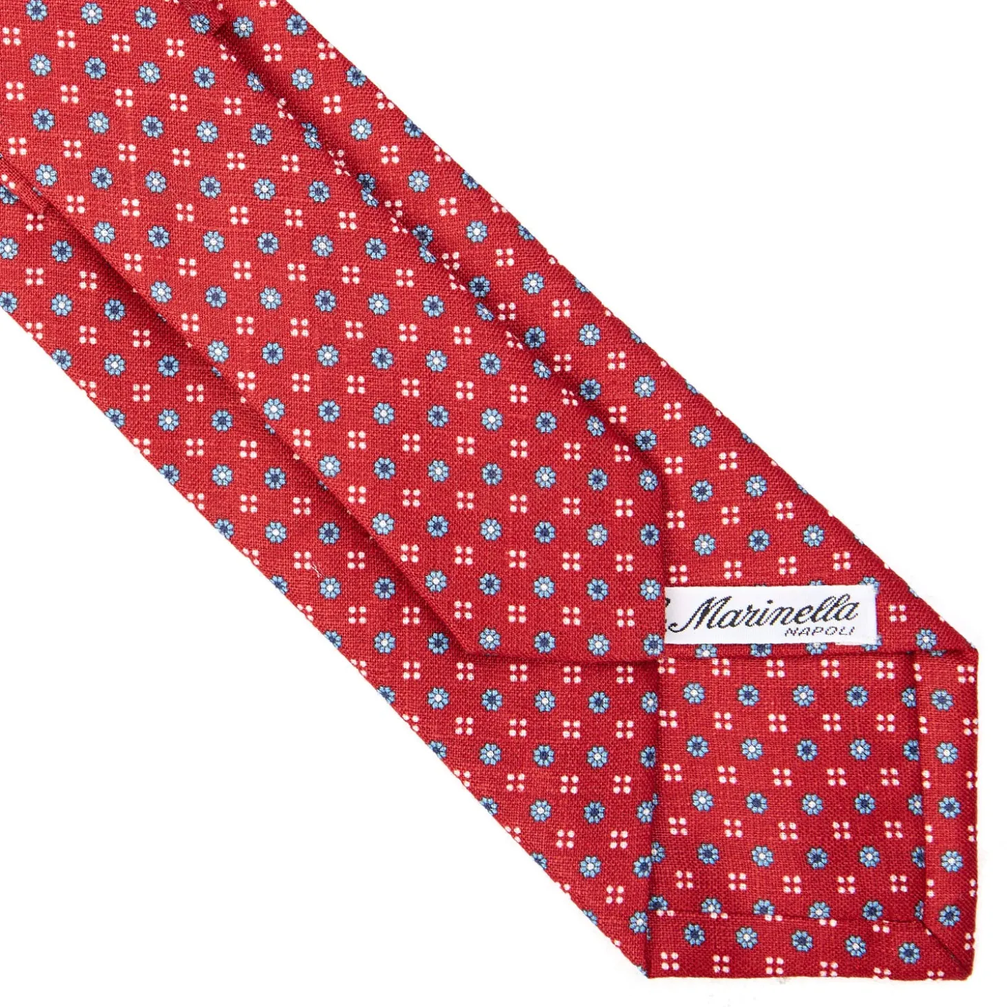 CRAVATTA SARTORIALE IN LINO BORDEAUX Microfantasia fiore