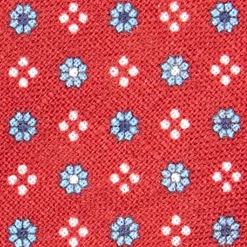 CRAVATTA SARTORIALE IN LINO BORDEAUX Microfantasia fiore