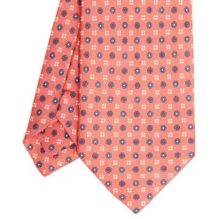 CRAVATTA SARTORIALE IN LINO ROSA Microfantasia fiore