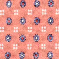 CRAVATTA SARTORIALE IN LINO ROSA Microfantasia fiore