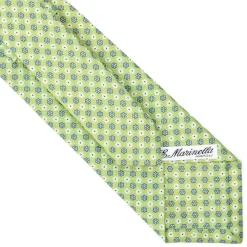 CRAVATTA SARTORIALE IN LINO VERDE CHIARO Microfantasia fiore