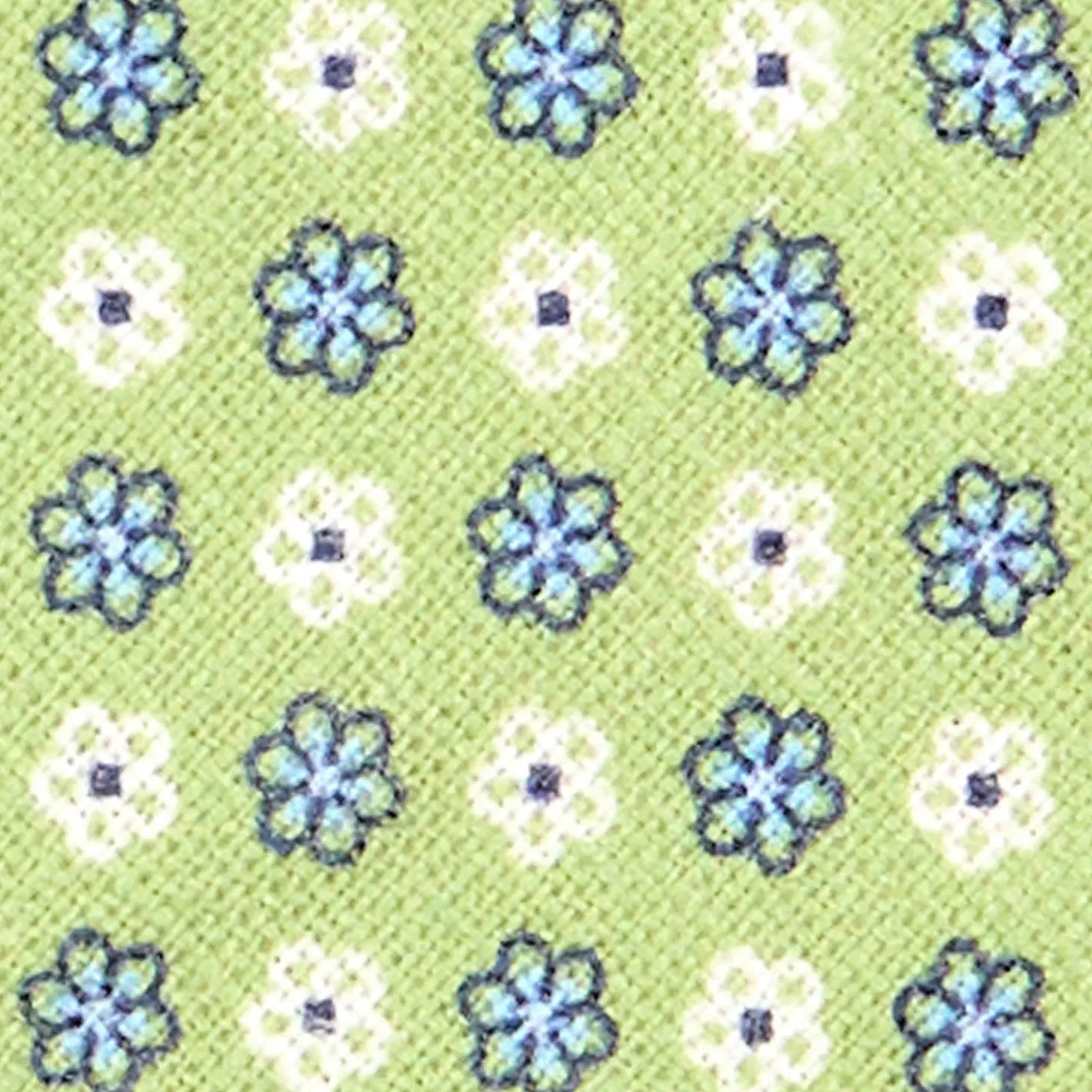 CRAVATTA SARTORIALE IN LINO VERDE CHIARO Microfantasia fiore